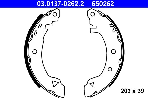 ATE 03.0137-0262.2 - Bremžu loku komplekts www.autospares.lv