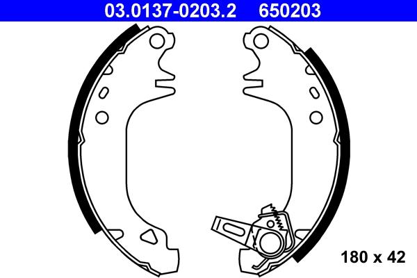 ATE 03.0137-0203.2 - Brake Shoe Set www.autospares.lv