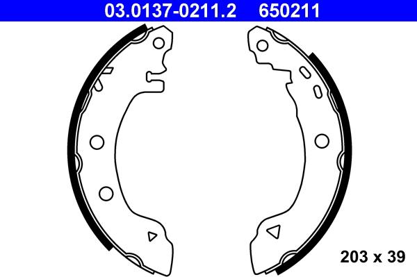 ATE 03.0137-0211.2 - Bremžu loku komplekts www.autospares.lv