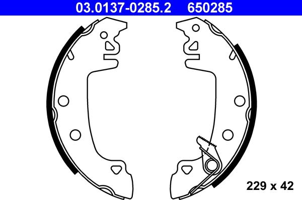 ATE 03.0137-0285.2 - Bremžu loku komplekts www.autospares.lv