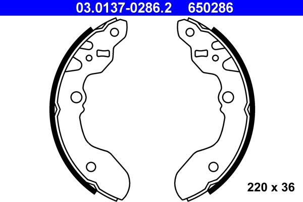 ATE 03.0137-0286.2 - Bremžu loku komplekts www.autospares.lv