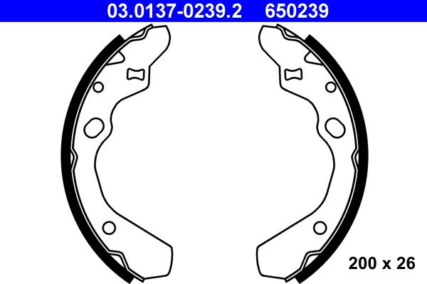 ATE 03.0137-0239.2 - Bremžu loku komplekts www.autospares.lv