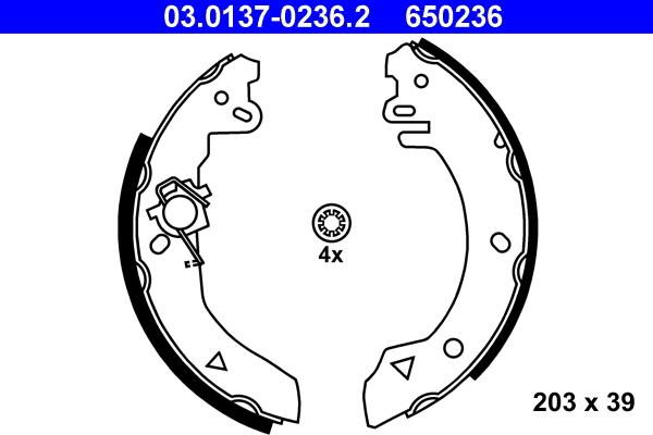 ATE 03.0137-0236.2 - Bremžu loku komplekts www.autospares.lv