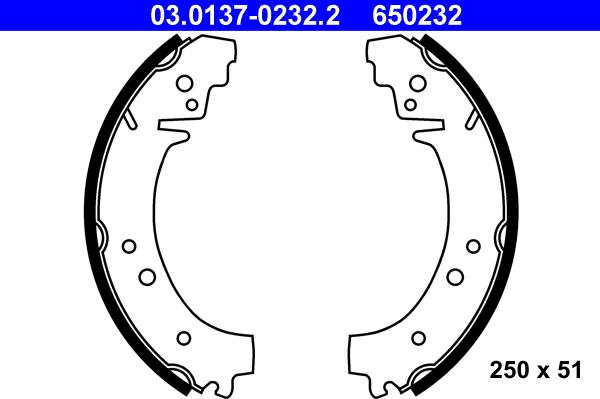 ATE 03.0137-0232.2 - Bremžu loku komplekts www.autospares.lv