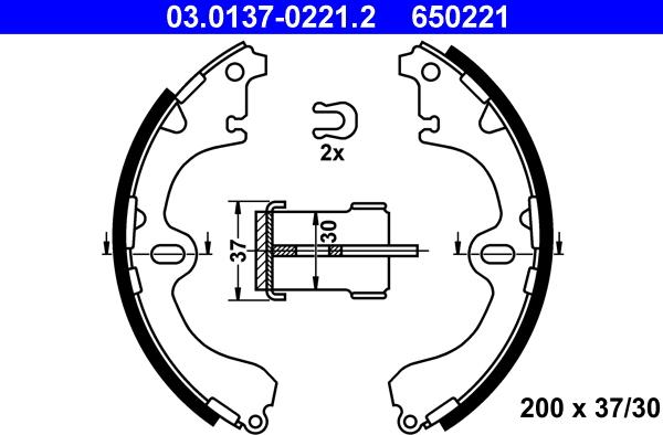 ATE 03.0137-0221.2 - Bremžu loku komplekts www.autospares.lv