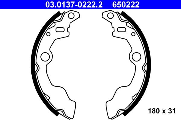 ATE 03.0137-0222.2 - Bremžu loku komplekts www.autospares.lv