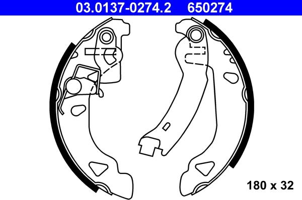 ATE 03.0137-0274.2 - Bremžu loku komplekts www.autospares.lv