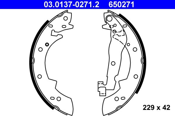 ATE 03.0137-0271.2 - Brake Shoe Set www.autospares.lv