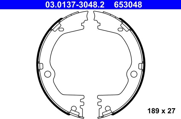 ATE 03.0137-3048.2 - Brake Shoe Set, parking brake www.autospares.lv