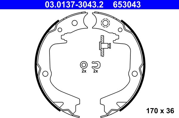 ATE 03.0137-3043.2 - Bremžu loku kompl., Stāvbremze www.autospares.lv