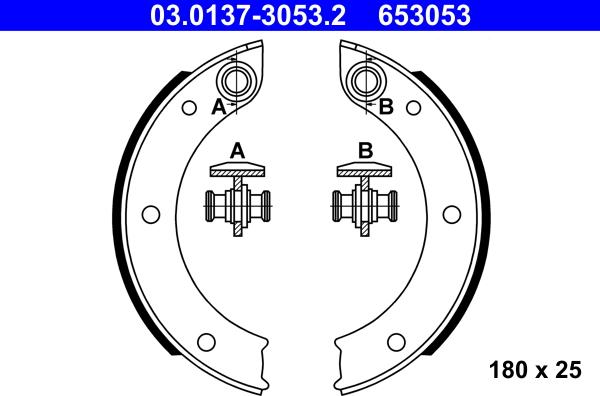 ATE 03.0137-3053.2 - Bremžu loku kompl., Stāvbremze www.autospares.lv