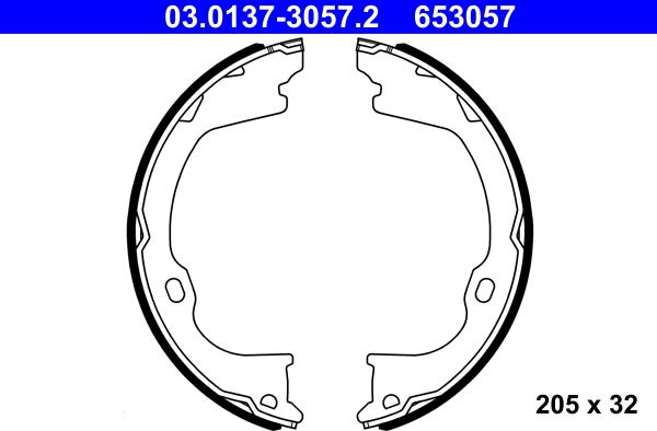 ATE 03.0137-3057.2 - Bremžu loku kompl., Stāvbremze www.autospares.lv