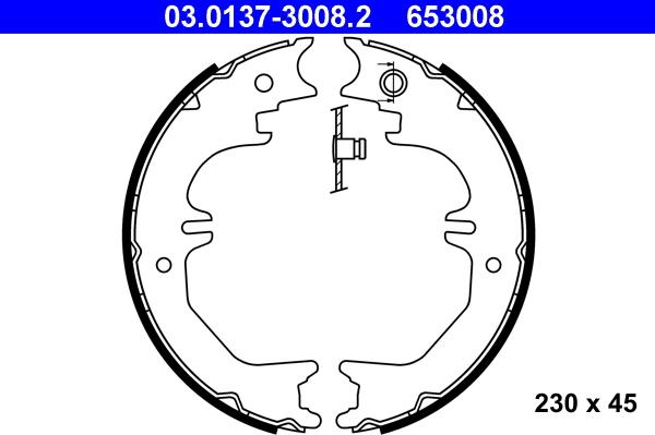 ATE 03.0137-3008.2 - Bremžu loku kompl., Stāvbremze www.autospares.lv