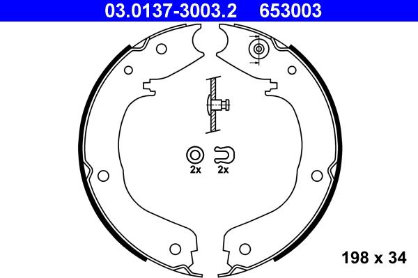 ATE 03.0137-3003.2 - Bremžu loku kompl., Stāvbremze www.autospares.lv