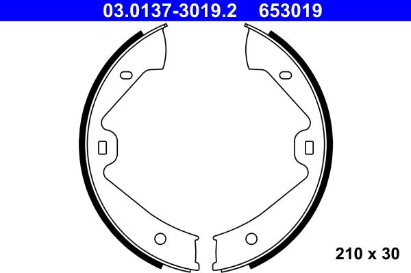 ATE 03.0137-3019.2 - Bremžu loku kompl., Stāvbremze www.autospares.lv