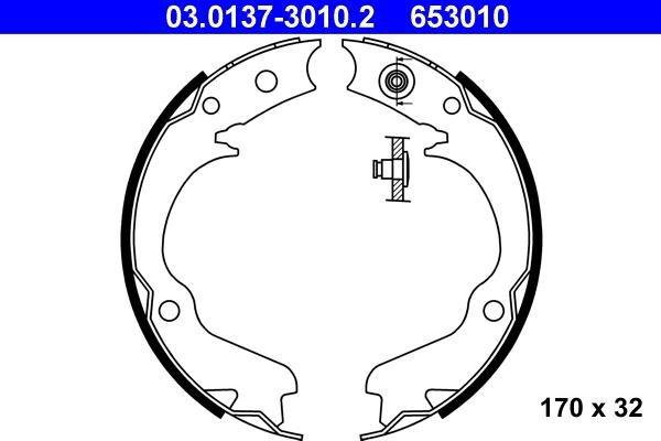 ATE 03.0137-3010.2 - Комплект тормозов, ручник, парковка www.autospares.lv