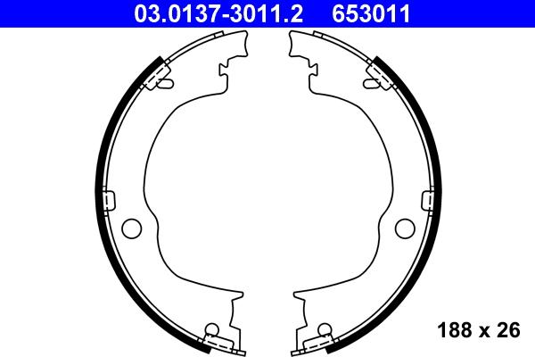 ATE 03.0137-3011.2 - Bremžu loku kompl., Stāvbremze www.autospares.lv