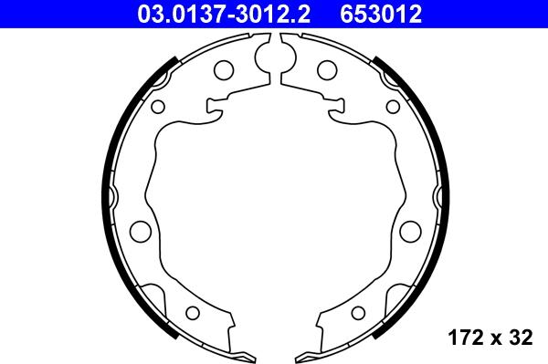 ATE 03.0137-3012.2 - Комплект тормозов, ручник, парковка www.autospares.lv