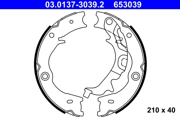 ATE 03.0137-3039.2 - Bremžu loku kompl., Stāvbremze www.autospares.lv