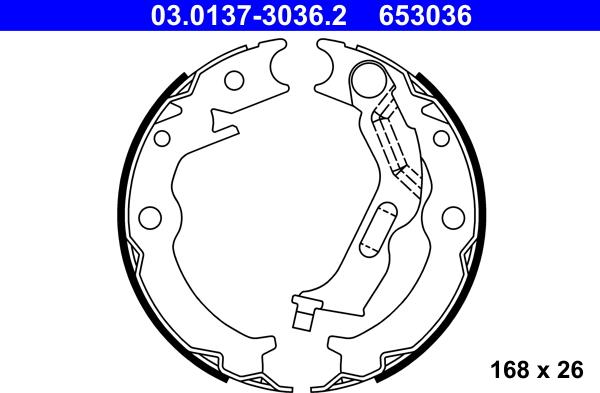 ATE 03.0137-3036.2 - Brake Shoe Set, parking brake www.autospares.lv