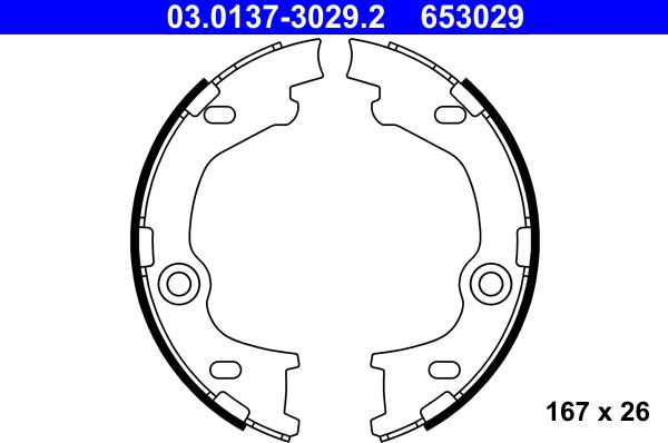 ATE 03.0137-3029.2 - Bremžu loku kompl., Stāvbremze www.autospares.lv