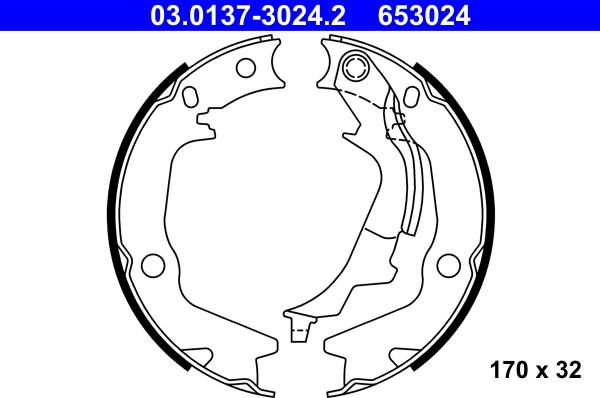 ATE 03.0137-3024.2 - Bremžu loku kompl., Stāvbremze www.autospares.lv