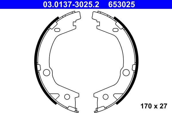 ATE 03.0137-3025.2 - Brake Shoe Set, parking brake www.autospares.lv