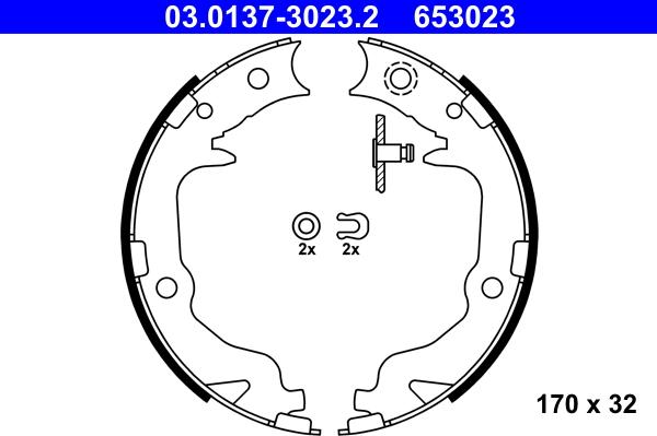 ATE 03.0137-3023.2 - Bremžu loku kompl., Stāvbremze autospares.lv