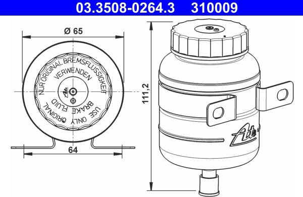 ATE 03.3508-0264.3 - Kompensācijas tvertne, Bremžu šķidrums www.autospares.lv