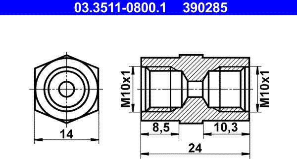 ATE 03.3511-0800.1 - Adapteris, Bremžu cauruļvadi www.autospares.lv