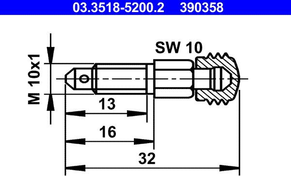 ATE 03.3518-5200.2 - Gaisa vārsta / ventiļa skrūve www.autospares.lv