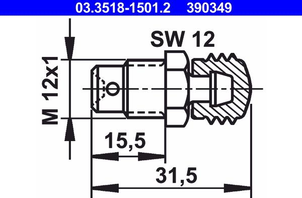 ATE 03.3518-1501.2 - Gaisa vārsta / ventiļa skrūve www.autospares.lv