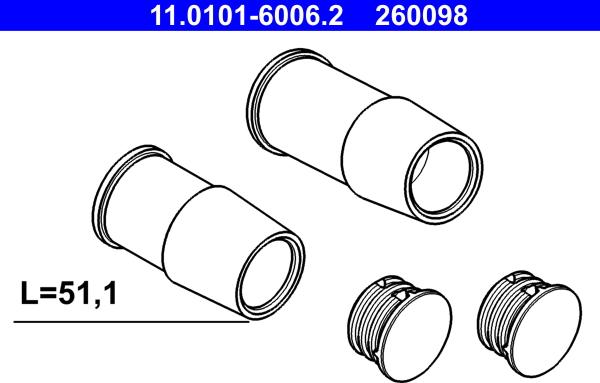 ATE 11.0101-6006.2 - Virzītājčaulu komplekts, Bremžu suports www.autospares.lv