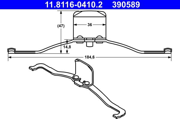 ATE 11.8116-0410.2 - Пружина, тормозной суппорт www.autospares.lv