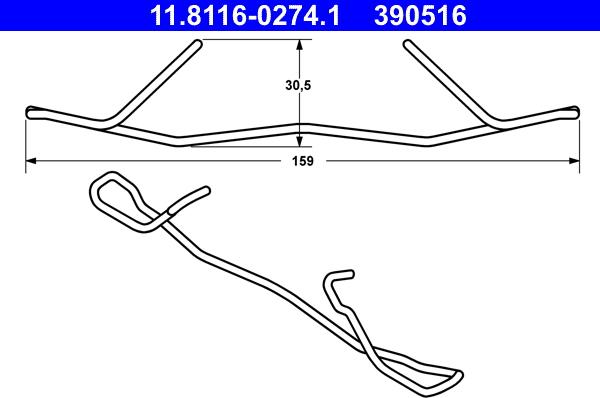 ATE 11.8116-0274.1 - Пружина, тормозной суппорт www.autospares.lv