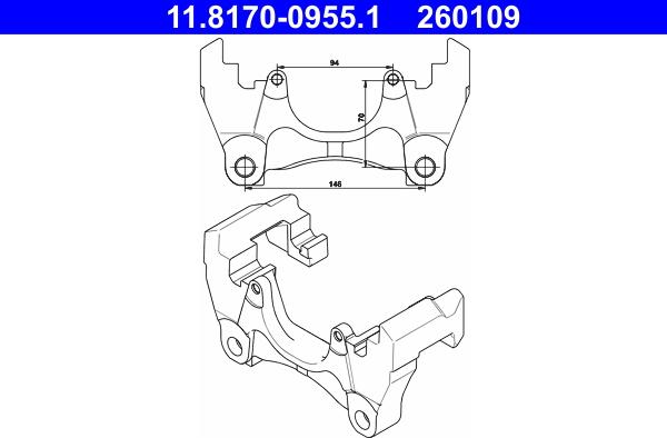 ATE 11.8170-0955.1 - Kronšteins, Bremžu suports www.autospares.lv