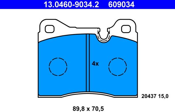 ATE 13.0460-9034.2 - Bremžu uzliku kompl., Disku bremzes autospares.lv