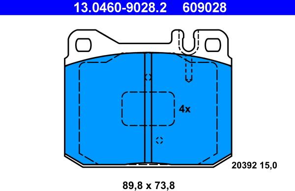 ATE 13.0460-9028.2 - Bremžu uzliku kompl., Disku bremzes autospares.lv