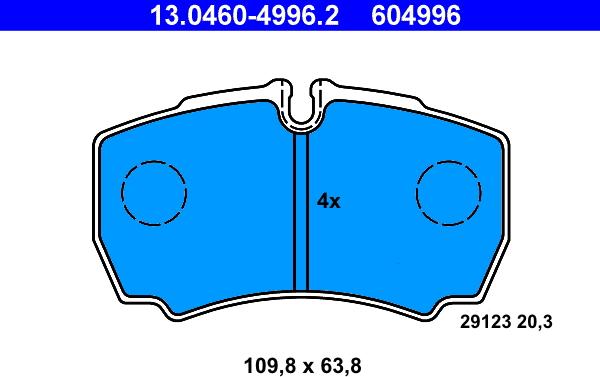 ATE 13.0460-4996.2 - Brake Pad Set, disc brake www.autospares.lv