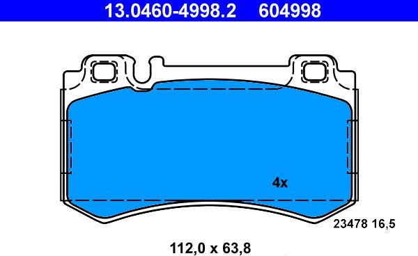 ATE 13.0460-4998.2 - Bremžu uzliku kompl., Disku bremzes www.autospares.lv