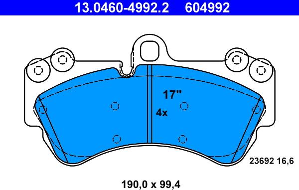 ATE 13.0460-4992.2 - Bremžu uzliku kompl., Disku bremzes www.autospares.lv