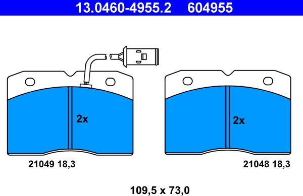 ATE 13.0460-4955.2 - Bremžu uzliku kompl., Disku bremzes autospares.lv