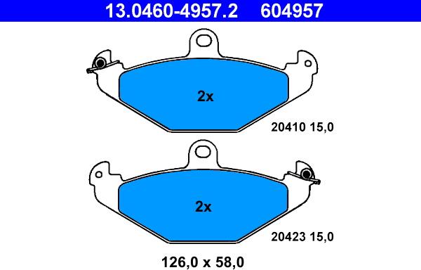 ATE 13.0460-4957.2 - Bremžu uzliku kompl., Disku bremzes autospares.lv