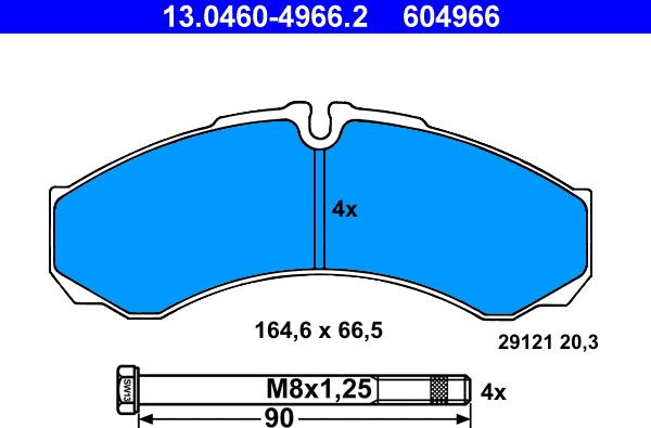 ATE 13.0460-4966.2 - Brake Pad Set, disc brake www.autospares.lv