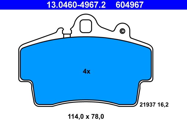 ATE 13.0460-4967.2 - Bremžu uzliku kompl., Disku bremzes autospares.lv