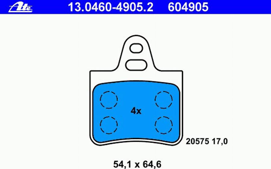 ATE 13 0460 4905 2 - Bremžu uzliku kompl., Disku bremzes www.autospares.lv