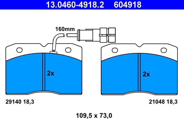 ATE 13.0460-4918.2 - Bremžu uzliku kompl., Disku bremzes www.autospares.lv