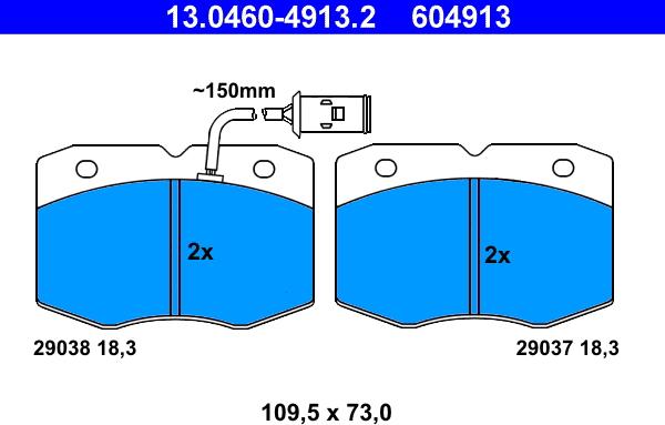 ATE 13.0460-4913.2 - Bremžu uzliku kompl., Disku bremzes autospares.lv