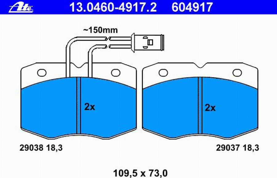 ATE 13.0460-4917.2 - Bremžu uzliku kompl., Disku bremzes www.autospares.lv