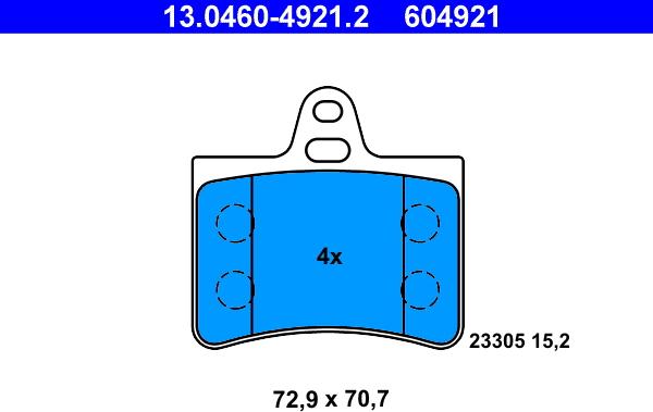 ATE 13.0460-4921.2 - Bremžu uzliku kompl., Disku bremzes autospares.lv